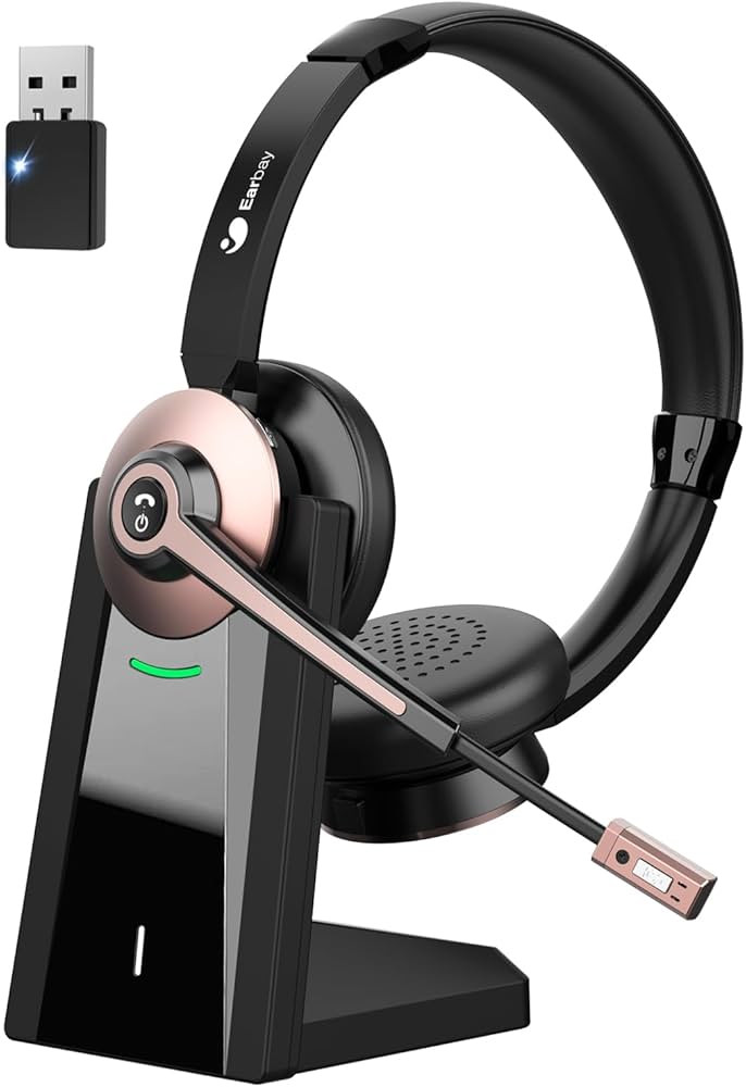 Wireless Headset, Bluetooth Headset with Microphone Noise Canceling & USB Dongle, Wireless Headph... | Amazon (US)