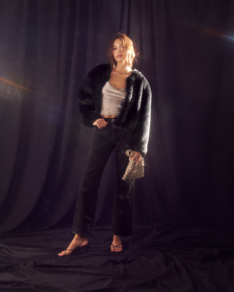 Cropped Faux Fur Jacket | Abercrombie & Fitch (US)