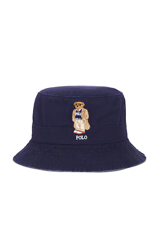 Polo Ralph Lauren Classic Twill Novelty Bear Loft Bucket Hat in Newport Navy from Revolve.com | Revolve Clothing (Global)