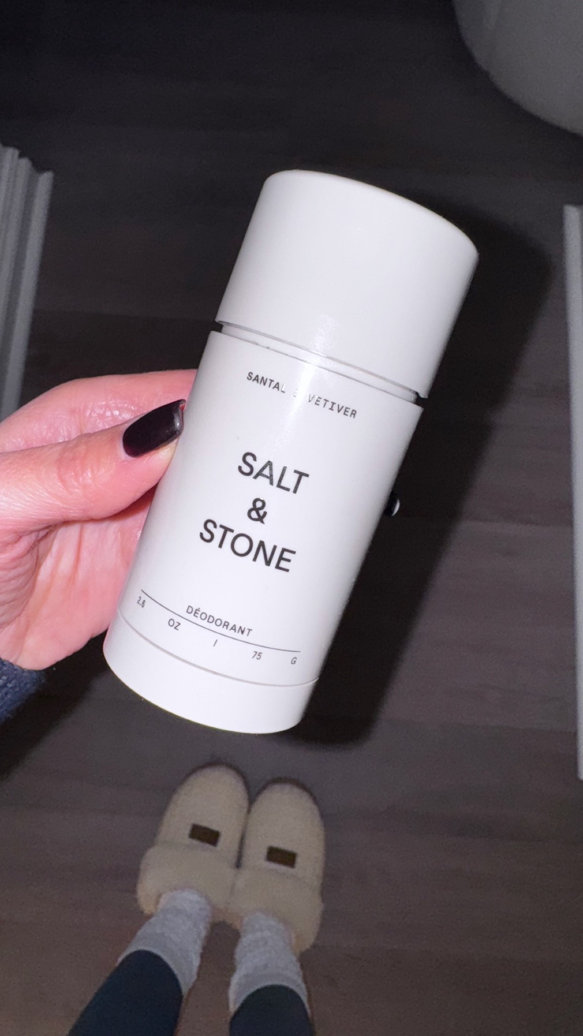 Go to deodorant 
Clean deodorant 

Salt and stone | amazon slippers | Alo Leggings | Rita Salmo | petite fashion  

#LTKPetite #LTKOver40