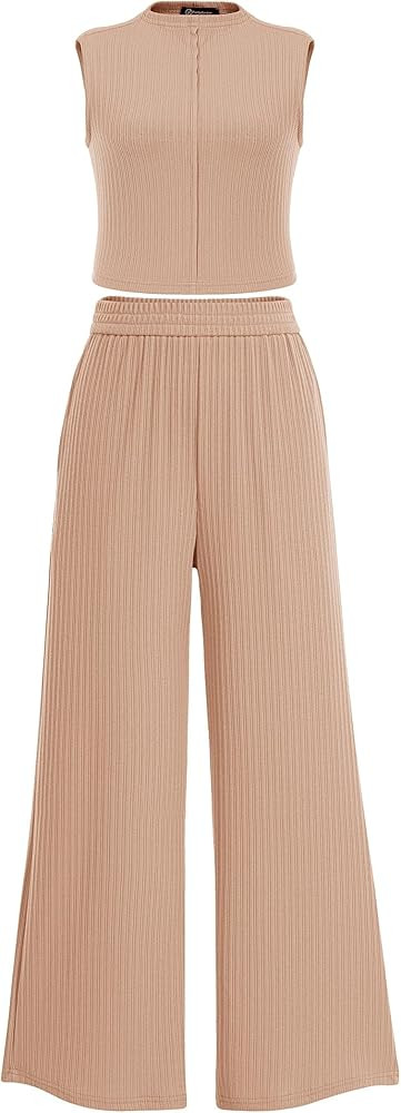 PRETTYGARDEN 2 Piece Outfits for Women Summer Casual Tank Tops and Wide Leg Pants Lounge Sets Tra... | Amazon (US)