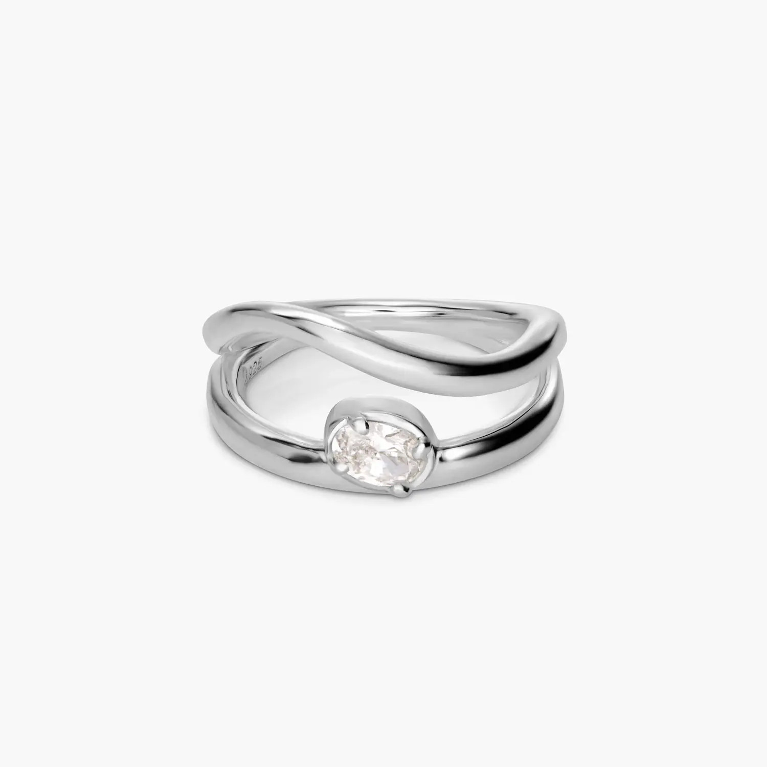 Fine Wavy Ring with 0.3ct Diamond - Silver | Oak & Luna (US)