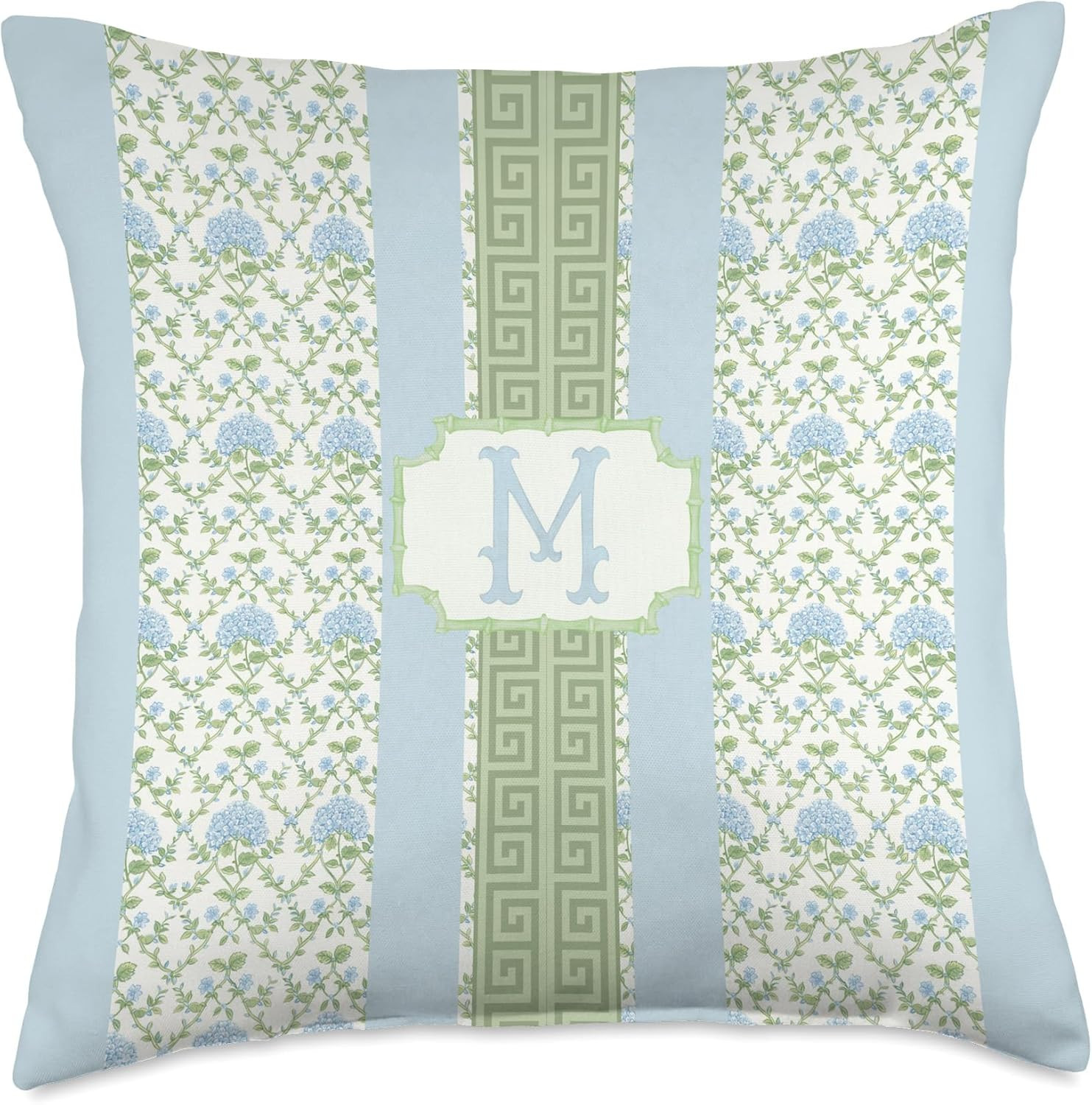 Monogram Initial M Blue Hydrangea Throw Pillow | Amazon (US)