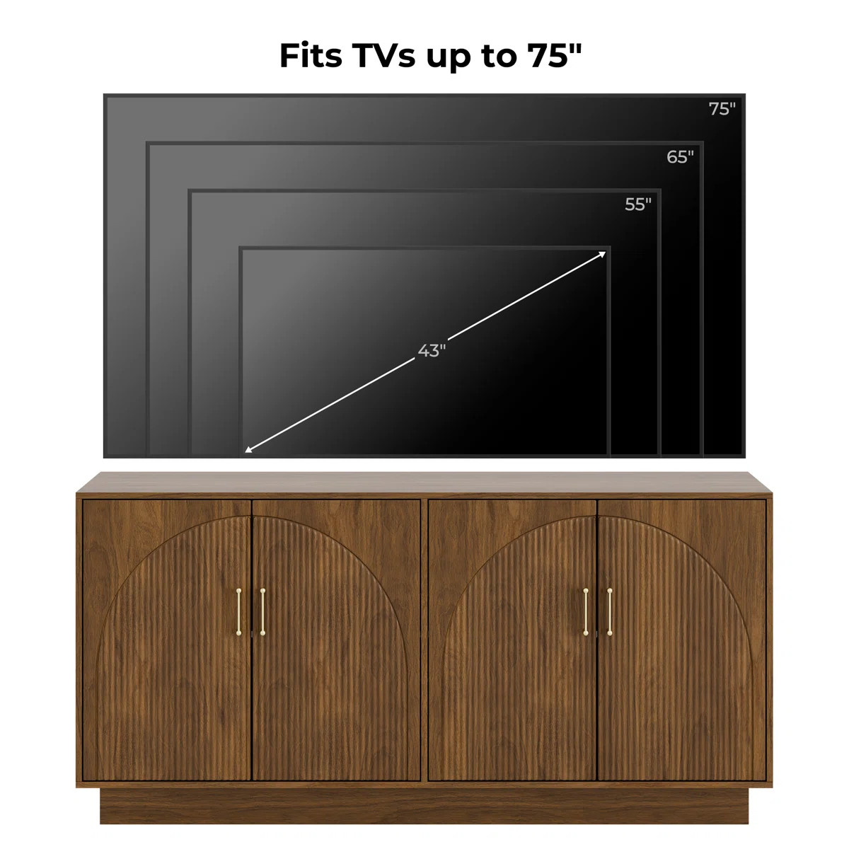 65" Mid-Century Modern TV Stand with Storage, Media Console Fits TVs up to 75", Walnut Brown | Wayfair North America