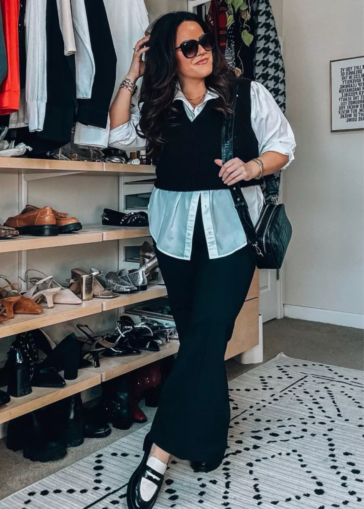 The perfect pant wide leg split hem xl petite White button down xl express boyfriend blouse Sweater vest Amazon Loafers I think made well Bag leatherology

#LTKSeasonal #LTKstyletip #LTKmidsize