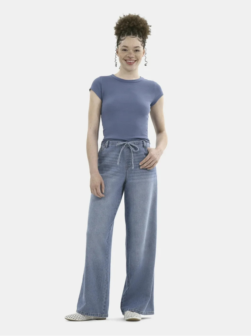 No Boundaries Mini Waistband Wide Leg Pants, Women'sNo Boundaries Mini Waist Wide Leg Women sNo B... | Walmart (US)