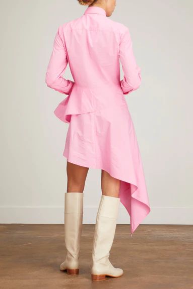 Asymmetric Peplum Shirt Dress in Watermelon Pink | Hampden Clothing