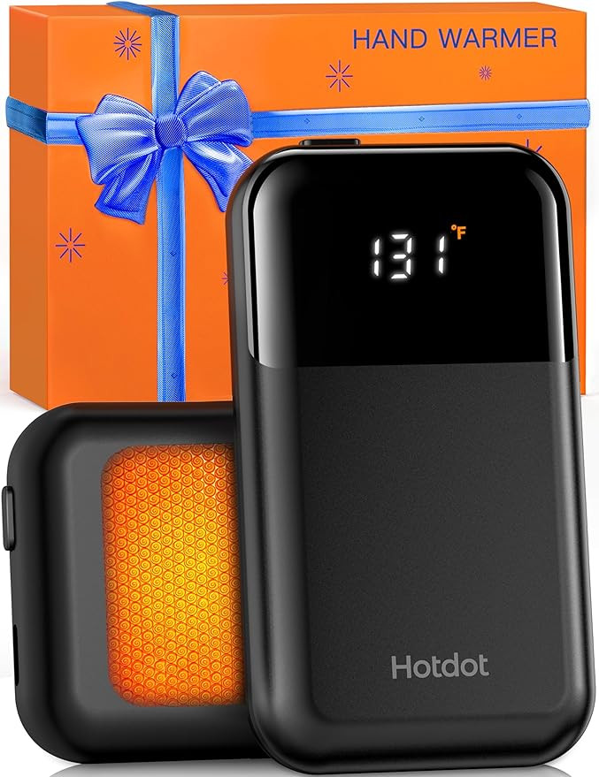 Hotdot Hand Warmers Rechargeable, Heat Levels (104–131°F), Real-Time Temp & Battery Display, E... | Amazon (US)