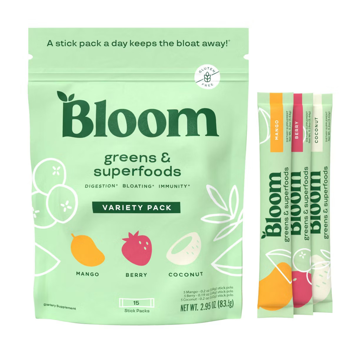 BLOOM NUTRITION Greens and Superfoods Variety Stick Pack - 2.95oz/15ct | Target