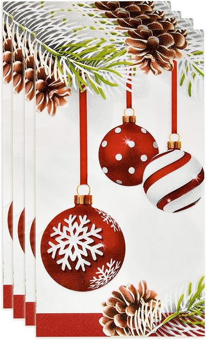 Gift Boutique 100 Christmas Ornament Guest Napkins Disposable Paper Decorative Elegant Xmas Dinne... | Amazon (US)