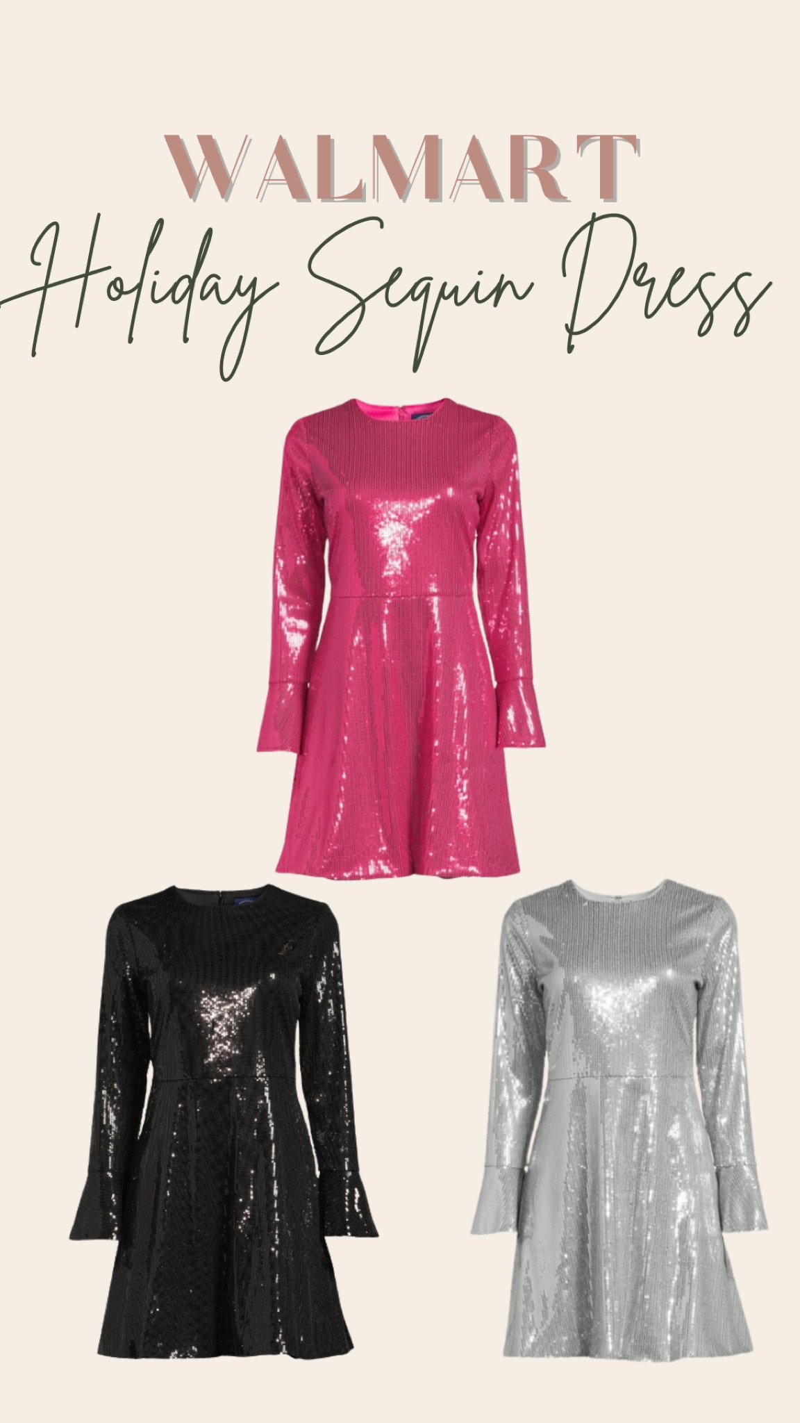 Walmart, Christmas, holiday, sequins, long sleeve, mini dress, new years, Walmart style, affordable fashion 

#LTKstyletip #LTKHoliday #LTKSeasonal