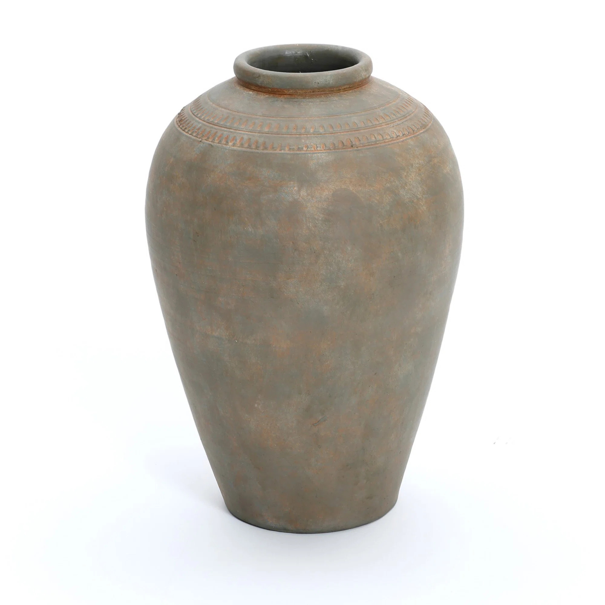 Rustic Brown Terracotta 14.6-Inch Tall Urn Vase | Wayfair North America