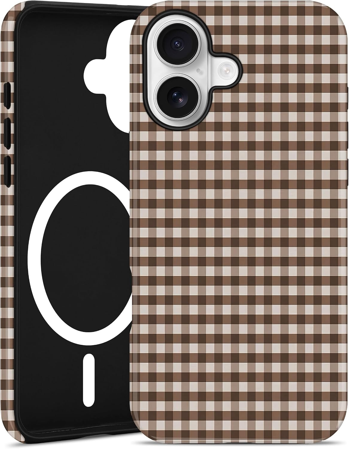 Magnetic Plaid Phone Case for iPhone 17, Brown | Amazon (US)