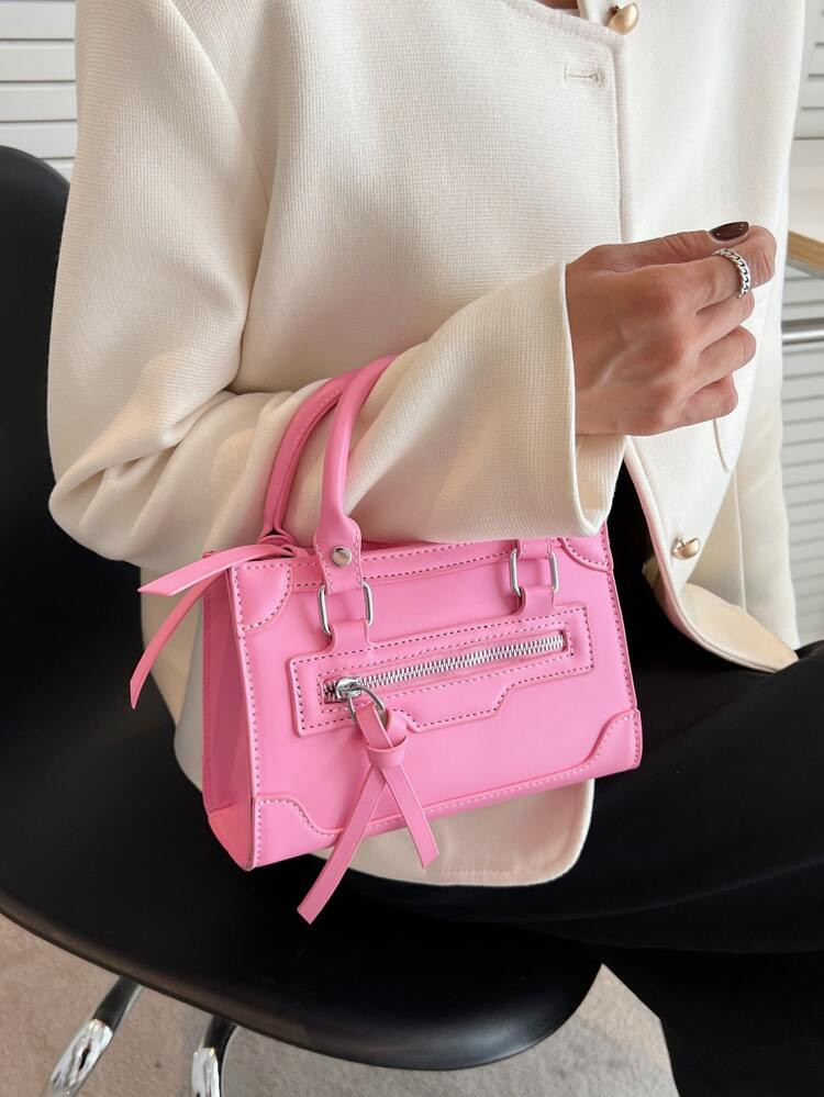 Mini Neon Pink Square Bag | SHEIN