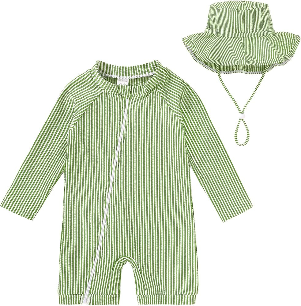 Amazon.com: YOUNGER TREE Baby Boys Swimsuit Toddler One Piece Zipper Bathing Suit Long Sleeve Ras... | Amazon (US)