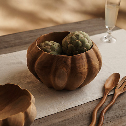 Pumpkin Teak Root Serving Bowl | Terrain