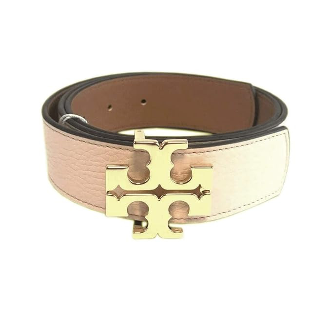 Tory Burch Womens 1 1/2" Sweet Melon Pink Genuine Pebbled Leather/Smooth Leather Reversible T Log... | Amazon (US)