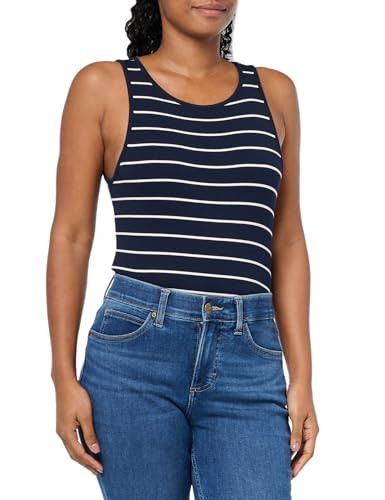 NIC+ZOE Wide Stripe Rib Knit HIGH Neck Tank, Indigo Multi, XL | Amazon (US)