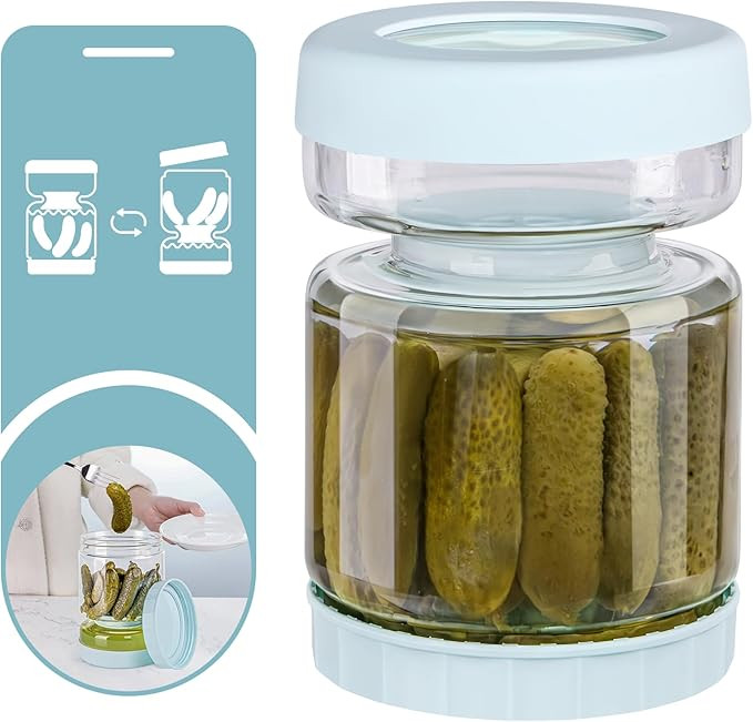 Pickle Jar with Strainer Flip,51oz Glass Pickle Container with Strainer,Hourglass Pickle Flip Jar... | Amazon (US)