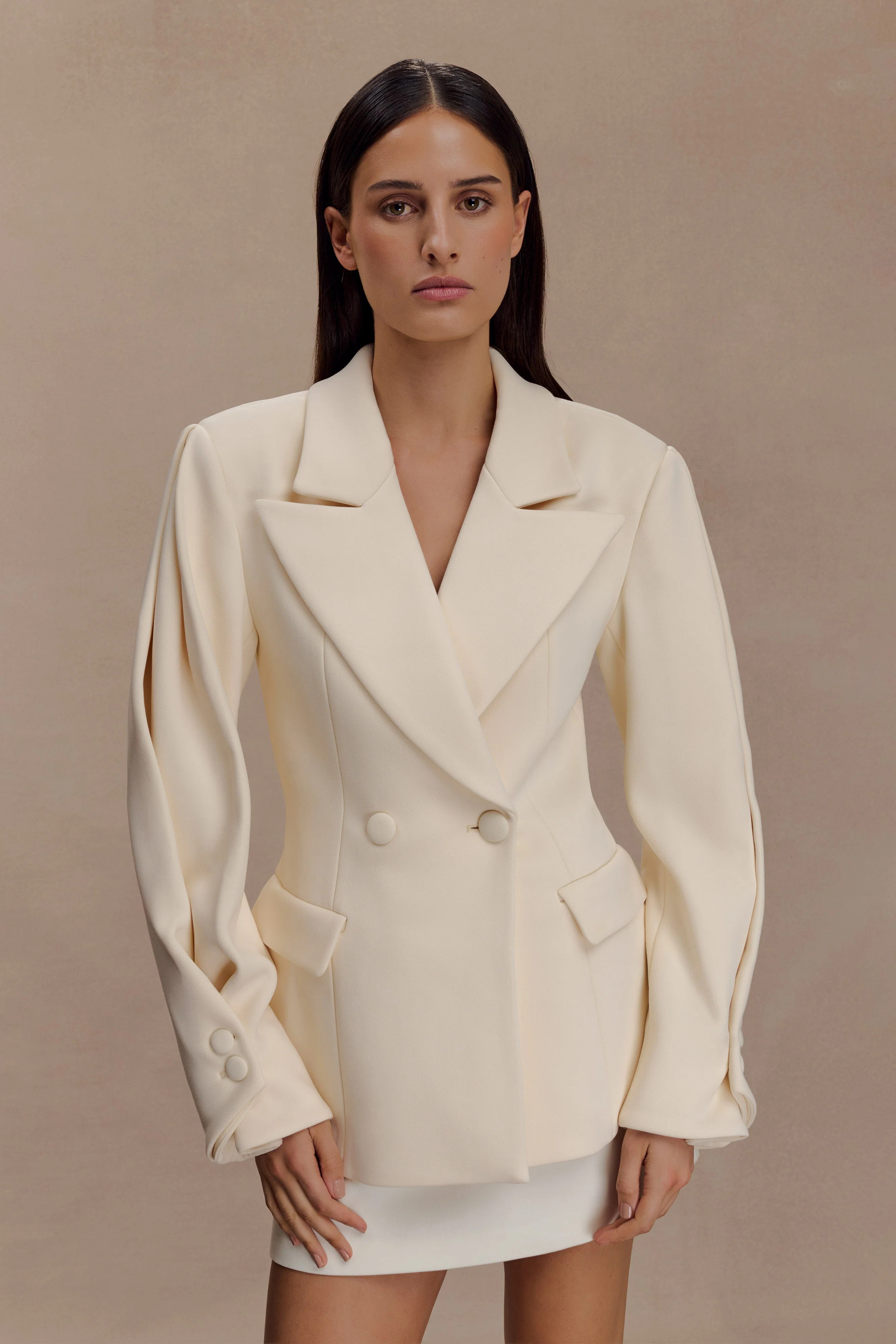 Wesley Structured Blazer - Buttercream | MESHKI US