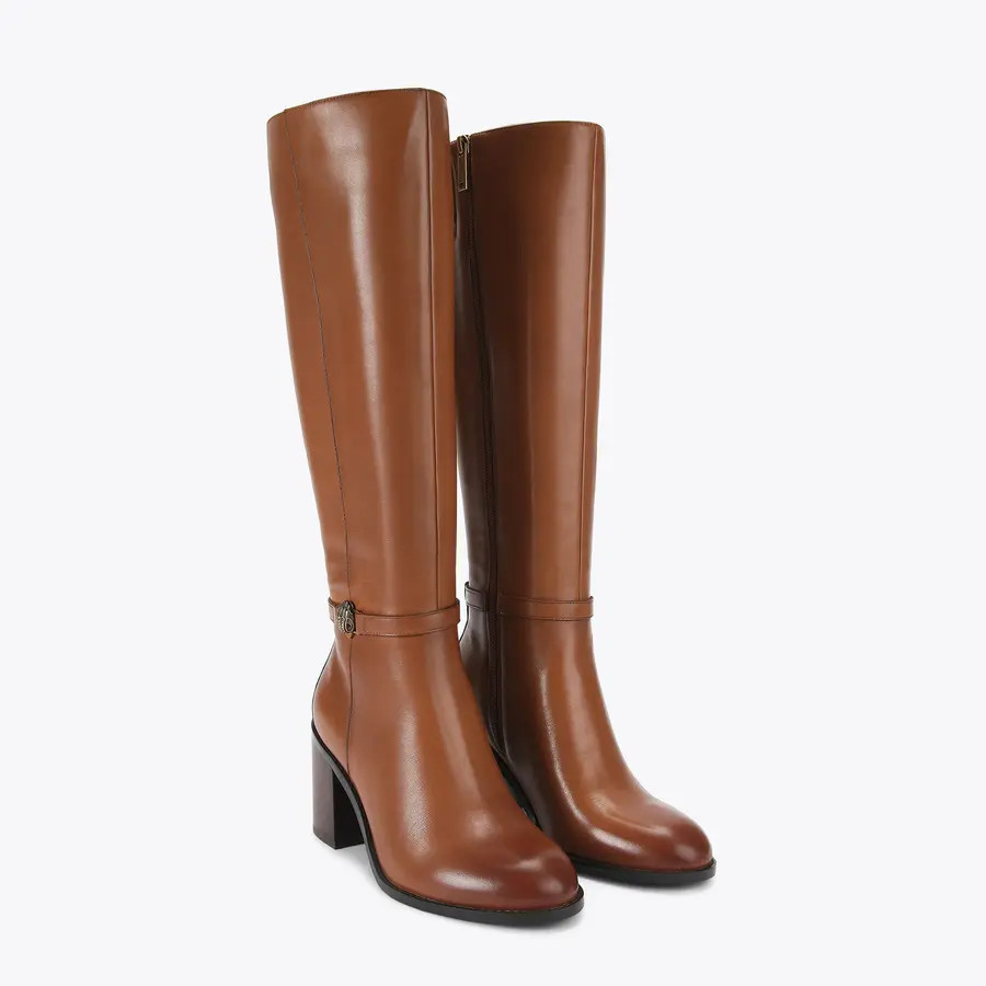 SHOREDITCH BLOCK KNEE B Tan Leather Block Knee Boot by KURT GEIGER LONDON | Kurt Geiger UK