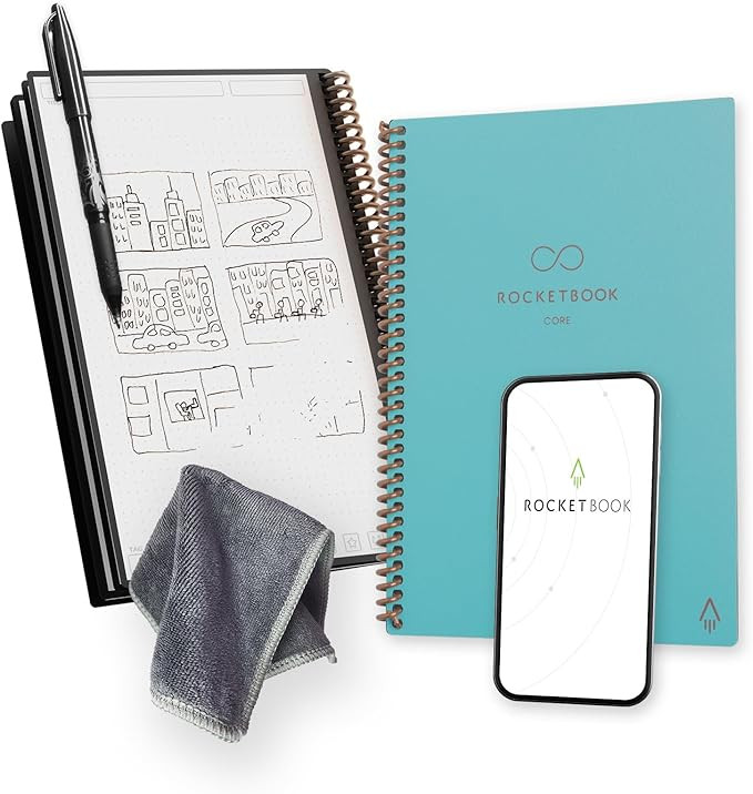Rocketbook Core Reusable Spiral Notebook, Executive Size 6x8.8, Teal - Dotted Pages, App-Connecte... | Amazon (US)