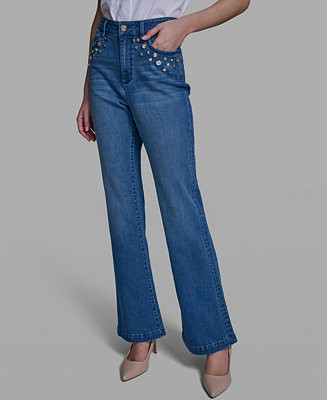 KARL LAGERFELD PARIS Women's Straight Fit Mid-Rise Ankle Length Jeans - Macy's | Macy's