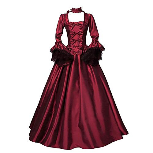 Queen Victorian Dress Women Plus Size Renaissance Ball Gown Lace Bell Sleeve Medieval Royal Dress Robe Medievale Femme Red | Amazon (US)