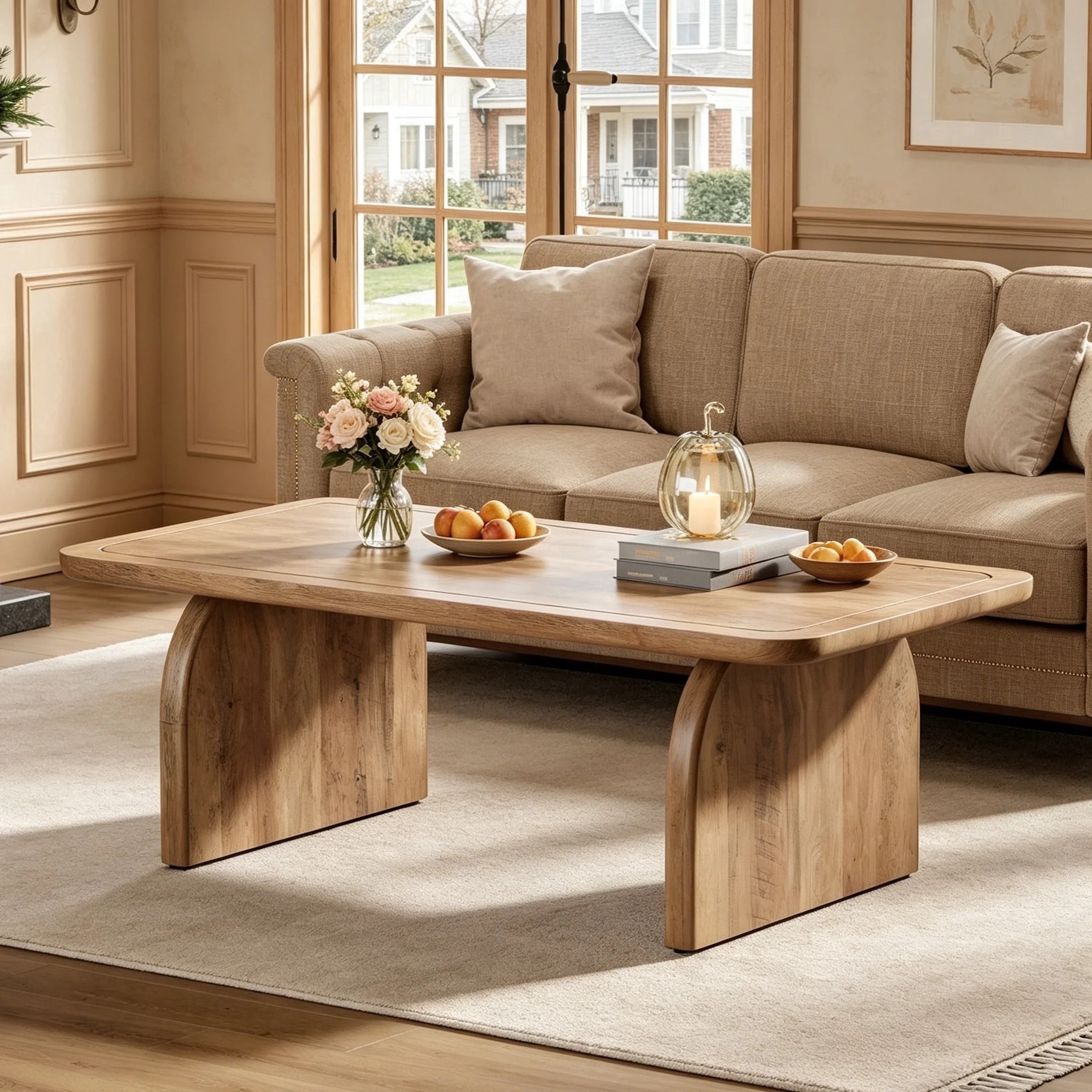 Lantine Farmhouse Coffee Table for Living Room, 47.24" Rectangle Wood Coffee Table, Easy Assembly | Walmart (US)