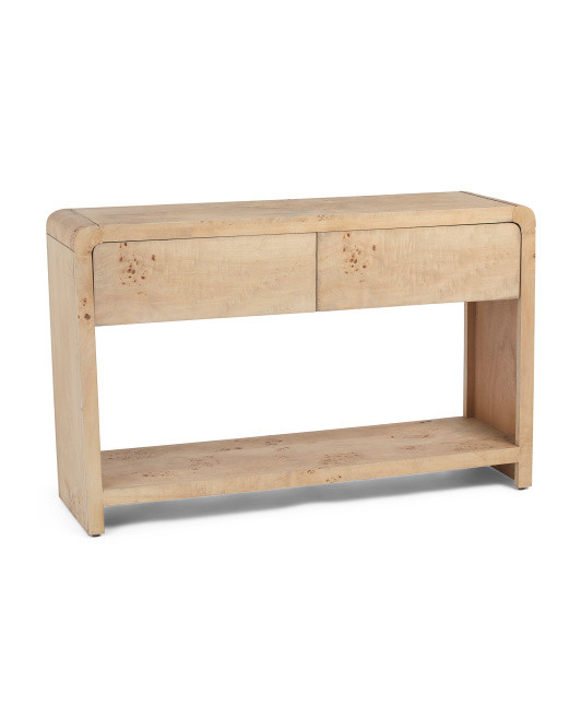 47x16x32 Burl Wood 2 Drawer Console Table | Marshalls