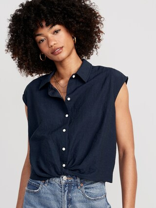 Dolman-Sleeve Twist-Front Cropped Shirt for Women | Old Navy (US)
