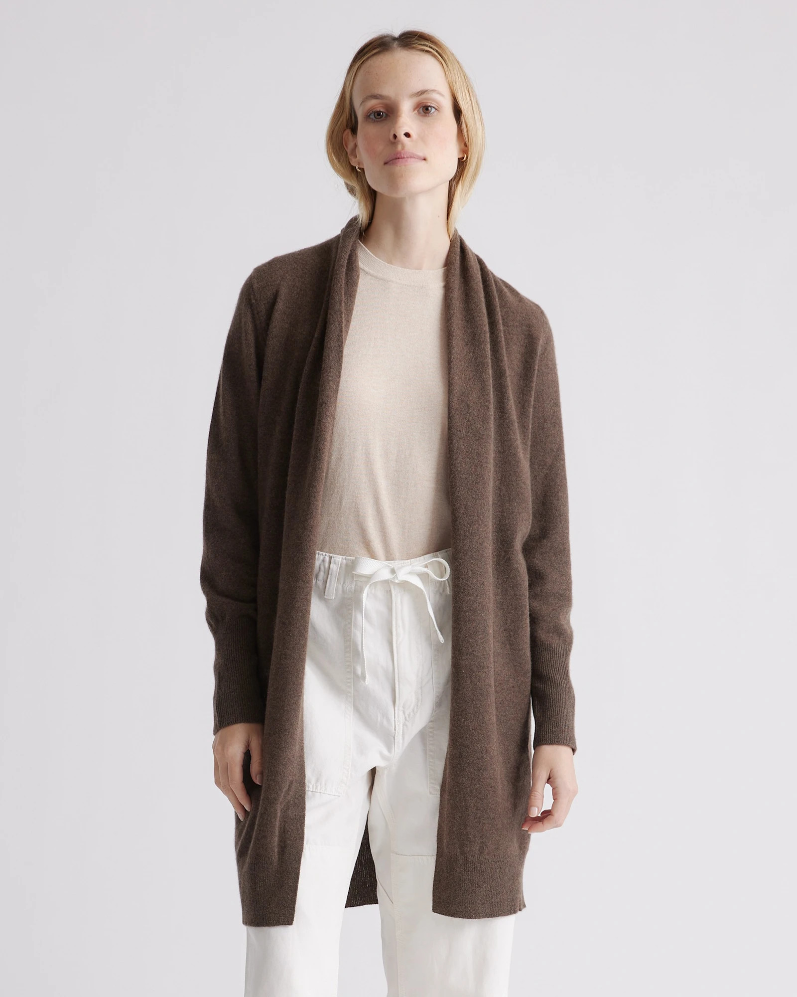 Quince | Women's Mongolian Cashmere Duster Cardigan Sweater in Oatmeal, Size Small | Quince