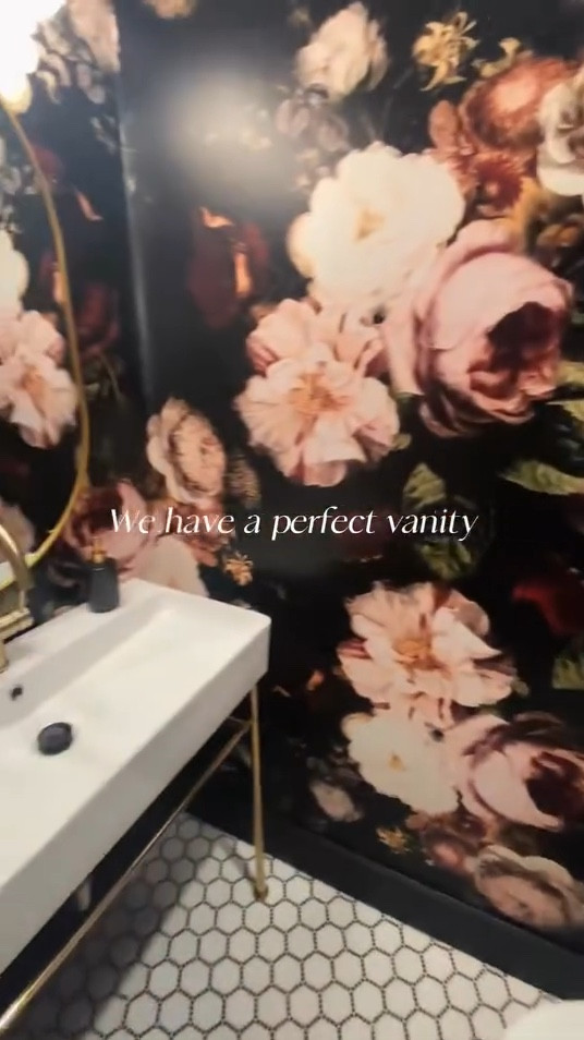 Moody bathroom, bathroom reno, bathroom accessories, bathroom decor, floral wallpaper 

#LTKHome