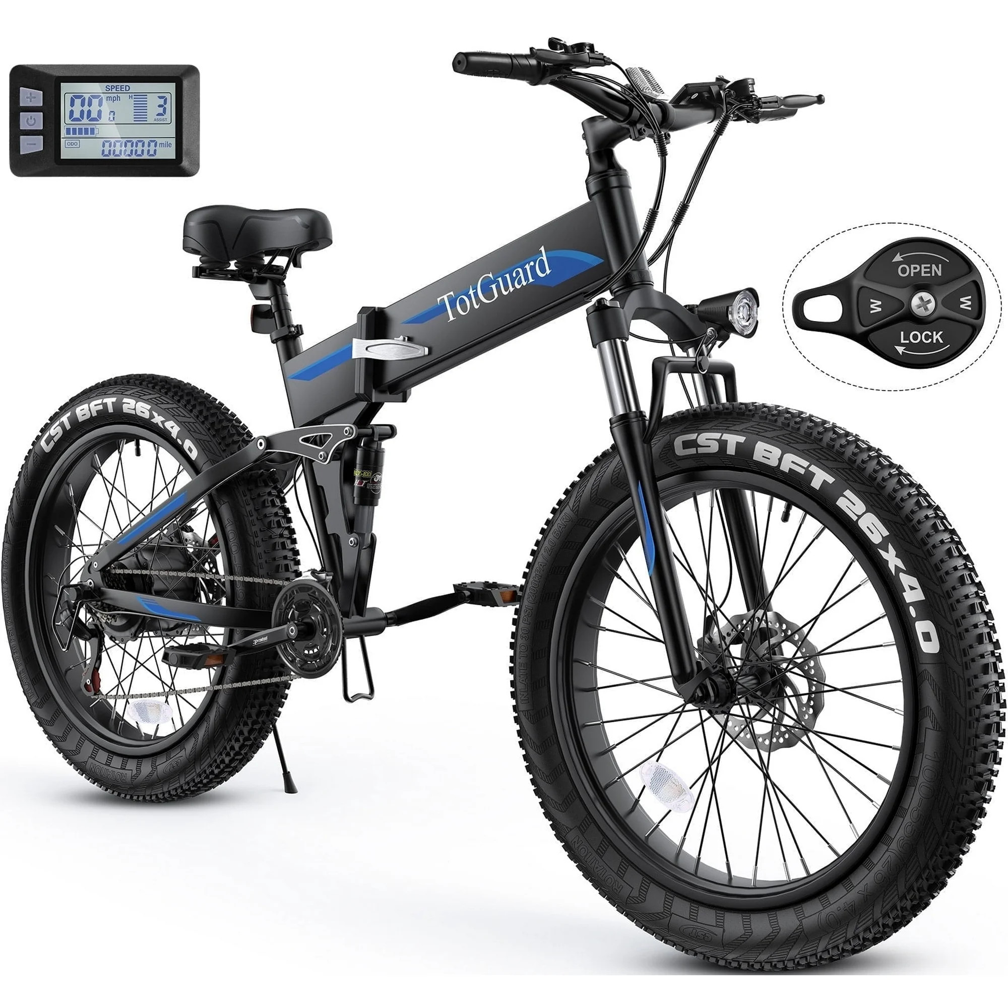 TotGuard 26"x4" Electric Bike, Fat Tire 500W Ebike, Foldable Electric Bicycles E Bikes for Adults... | Walmart (US)