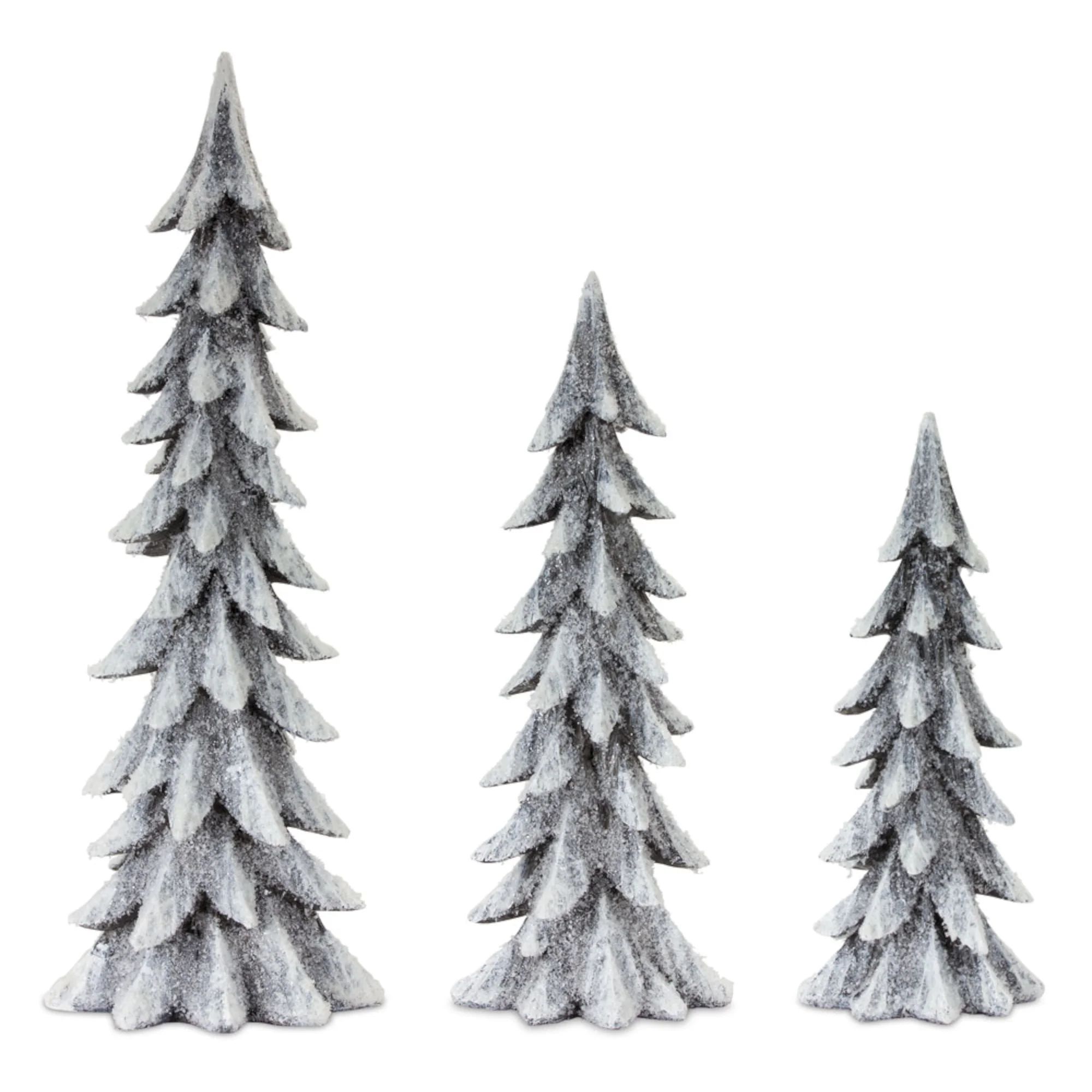 Set of 3 White and Gray Christmas Tree Tabletop Decors 24.5" - Walmart.com | Walmart (US)