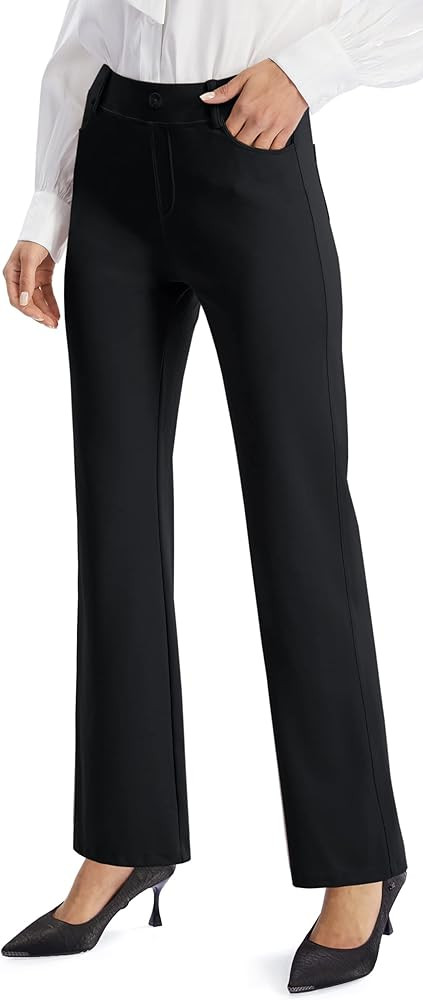 AFITNE Women's 2024 Fall Yoga Dress Pants Stretchy Work Slacks Straight Leg Business Office Casua... | Amazon (US)