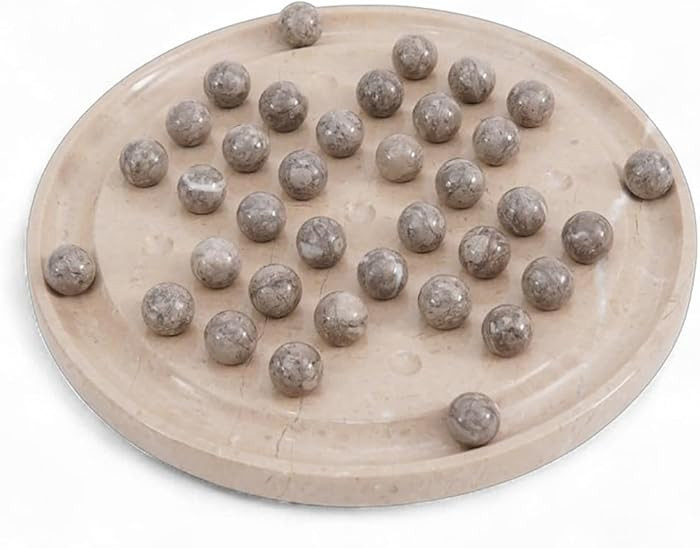 Marble Peg Solitaire Board Game 10 Inches Verona One Player Game Brain Teaser Puzzle with Oceanic... | Amazon (US)