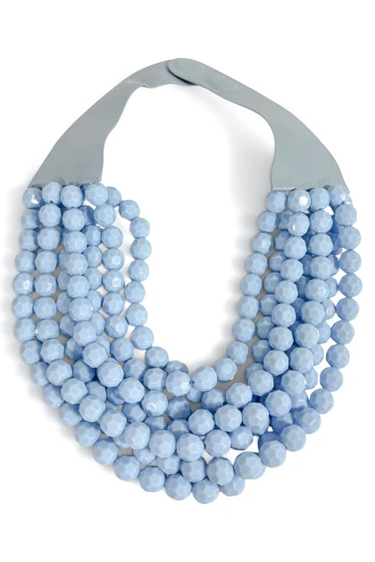 Carla 7 Strand Light Blue Faceted Bead Statement Necklace | The Willow Tree