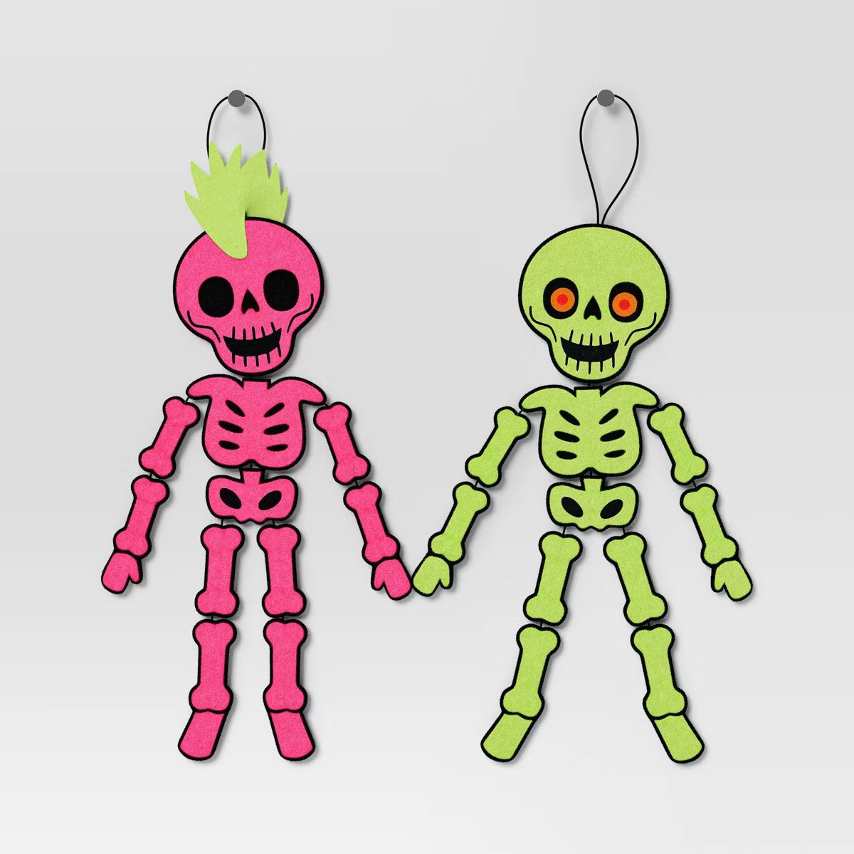 2pk Felt Hanging Skeleton Punk Rocker Halloween Decorative Figurine Set - Hyde & EEK! Boutique™ | Target