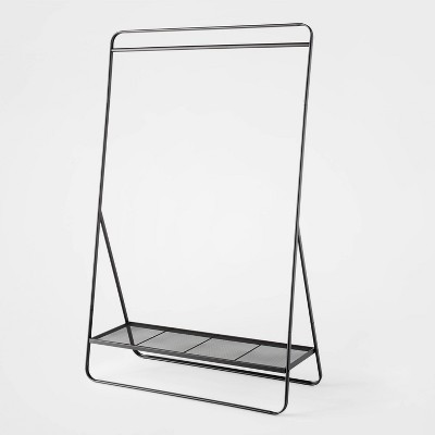 Metal Garment Rack Black - Brightroom™: Powder-Coated Metal Clothing & Hanging Rack, Fixed Rod & Shelf, 165 lb Capacity | Target