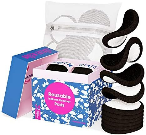 Green Estate Reusable Makeup Remover Pads – 14 Pack With Laundry Bag – Two Tone Microfiber ... | Amazon (US)