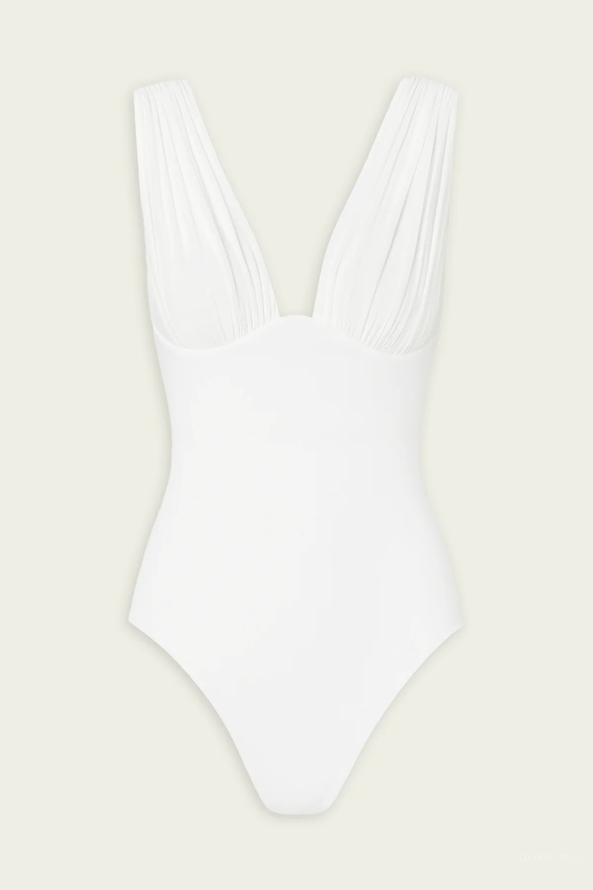 Awaken Gathered One-Piece Swimsuit in Ivory - Ivory 1 | Shop Olivia