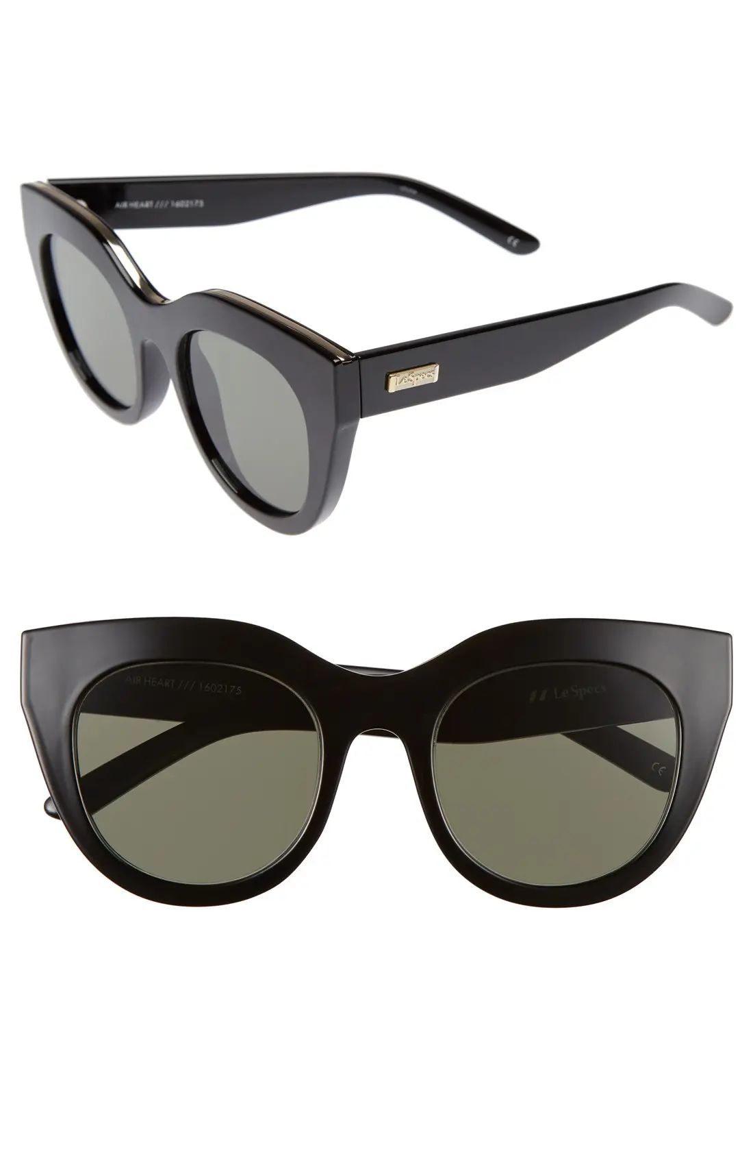Women's Le Specs Air Heart 51mm Sunglasses - Black/ Gold | Nordstrom