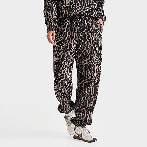 Nike Women's Sportswear Phoenix Fleece Woven Printed Oversized Jogger Pants in Black/Ironstone/Black Size: Small | JD Sports (US)