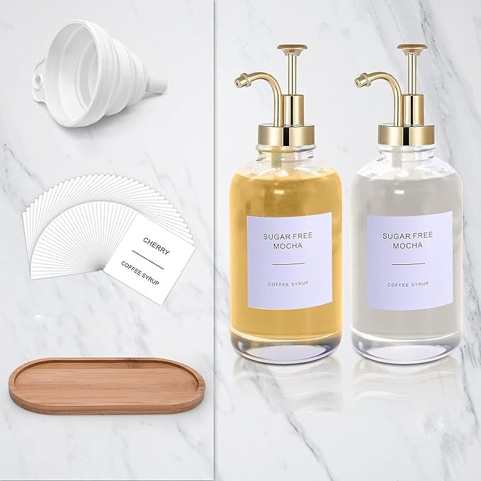 Coffee Syrup Dispenser for Coffee Bar,Coffee Bar Accessories with 24 Waterproof Labels 3 Speciall... | Amazon (US)