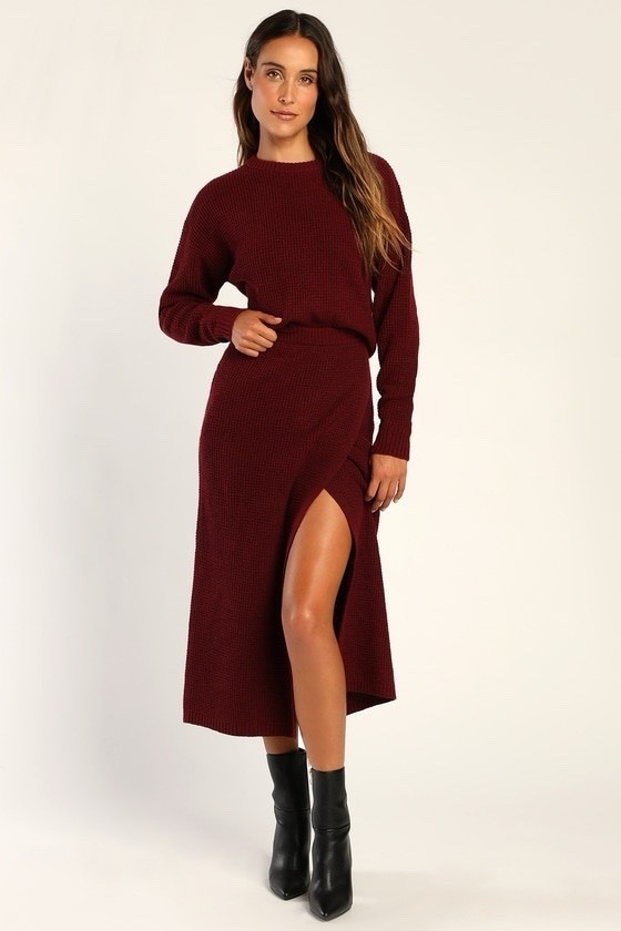 Last minute Thanksgiving outfit
Burgundy two piece sweater dress set lulus sale use code Friday
Friendsgiving outfit
Christmas outfit
Holiday party outfit
New Year’s Eve outfit
#ltkseasonal
#ltksalealwet
#ltkshoecrush

#LTKWedding #LTKFindsUnder100 #LTKCyberWeek