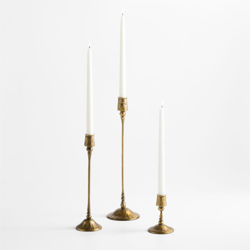 Luce Small Brass Taper Holder 12 | Crate & Barrel