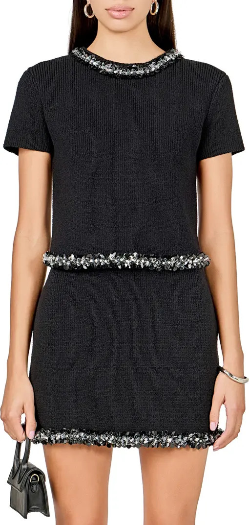 Jewel Trim Short Sleeve Sweater | Nordstrom