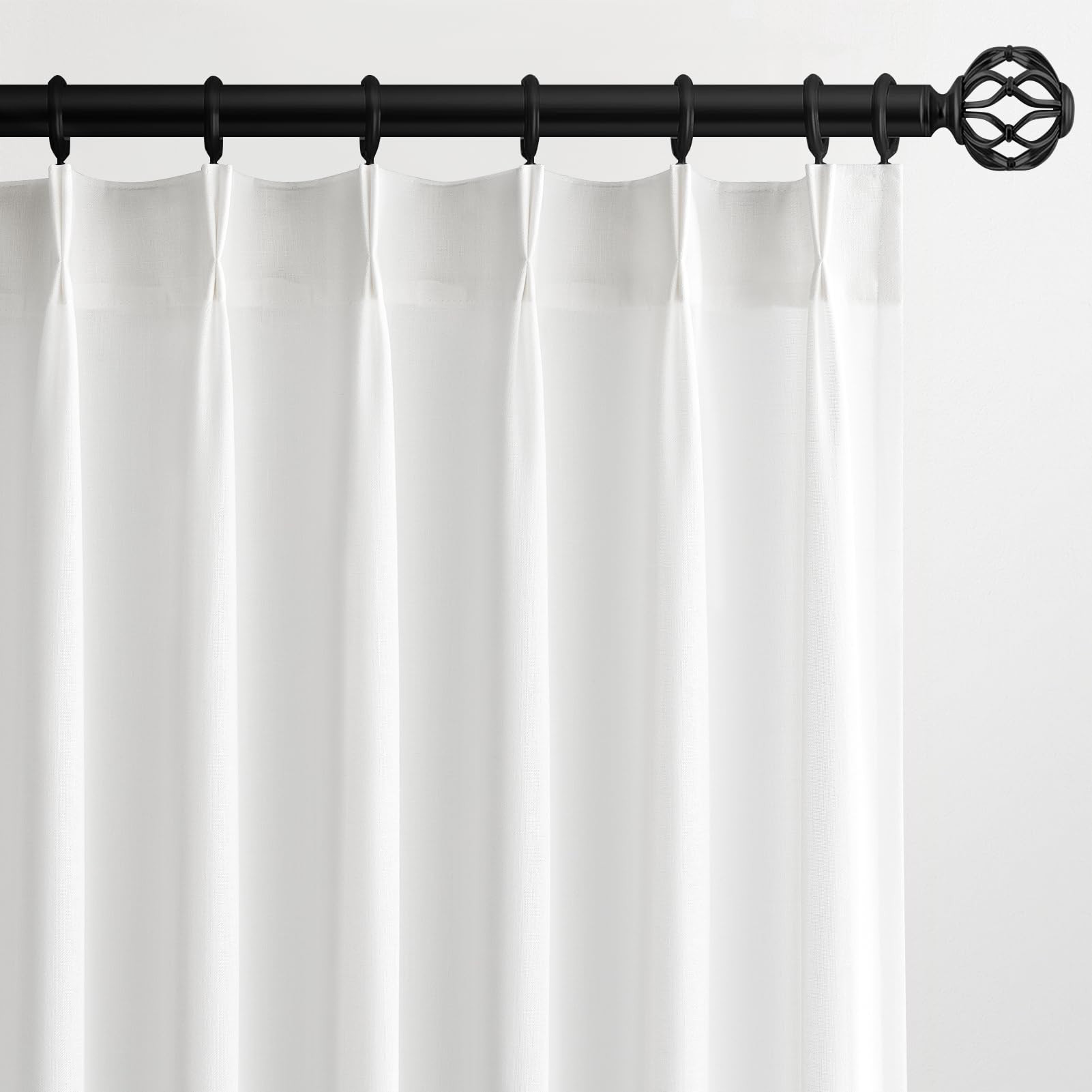 Topfinel White Pinch Pleat Linen Curtains for Bedroom 132 Inches Long 2 Panel Set,Light Filtering... | Amazon (US)