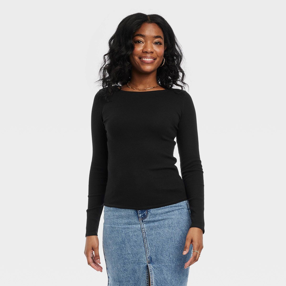 Women's Long Sleeve Lightweight T-Shirt - Universal Thread™ Black S | Target